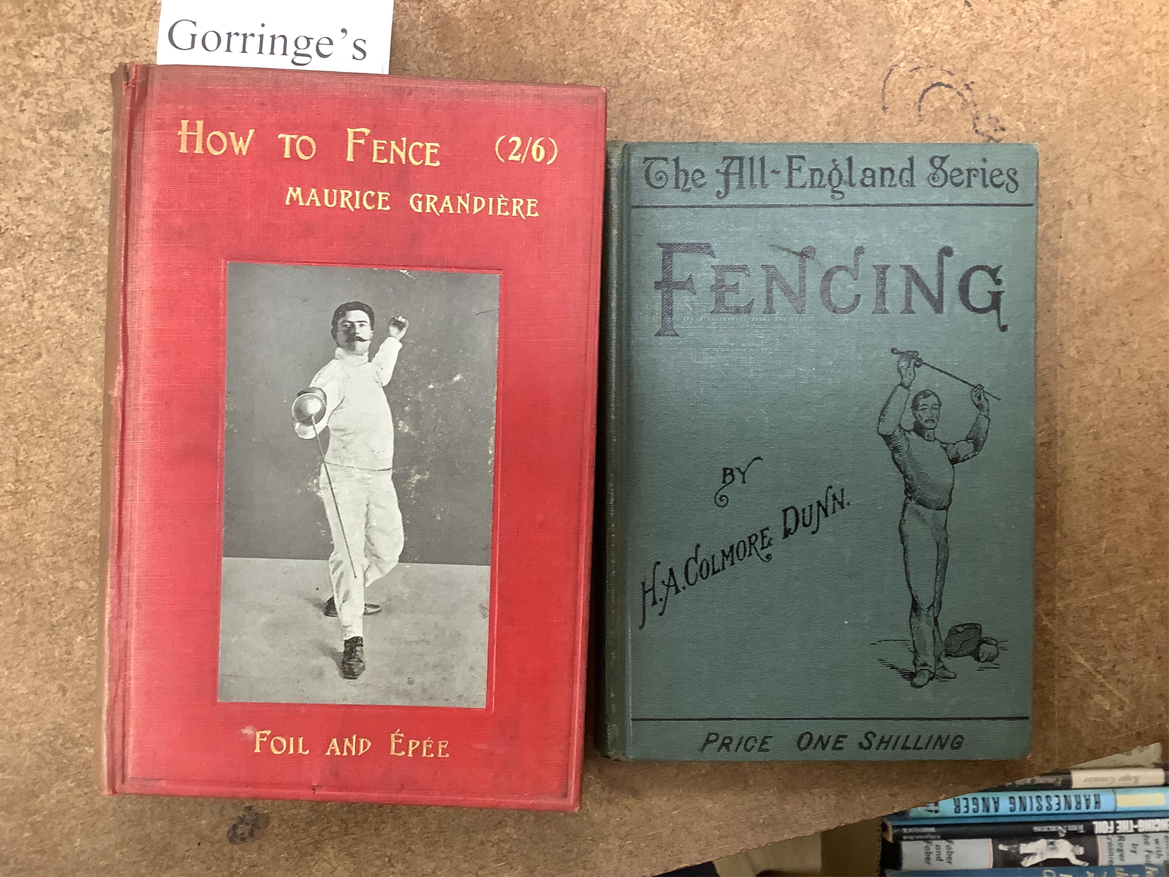 Grandiére, Maurice - How to Fence ... photo. plates; publisher's cloth and mounted cover illus., sml. 8vo. 1906; Grenier, Roger - Fencing with the Electric Foil ... illus.; d/wrapper. Westbrook, Pete - Harnessing Anger: